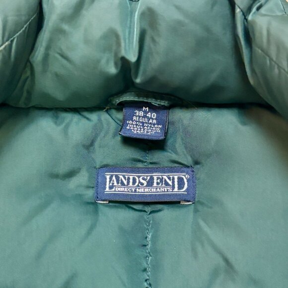 Lands End Vest Men's M GREEN Down Puffer Quilted Snap Pockets Outdoor - Picture 5 of 6